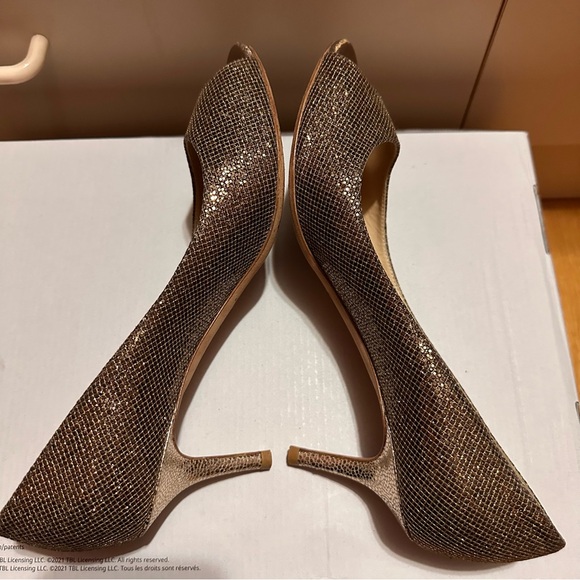 Jimmy Choo Isabel Glitter metallic peep toe pump heels – Size 37.5 - Picture 7 of 13